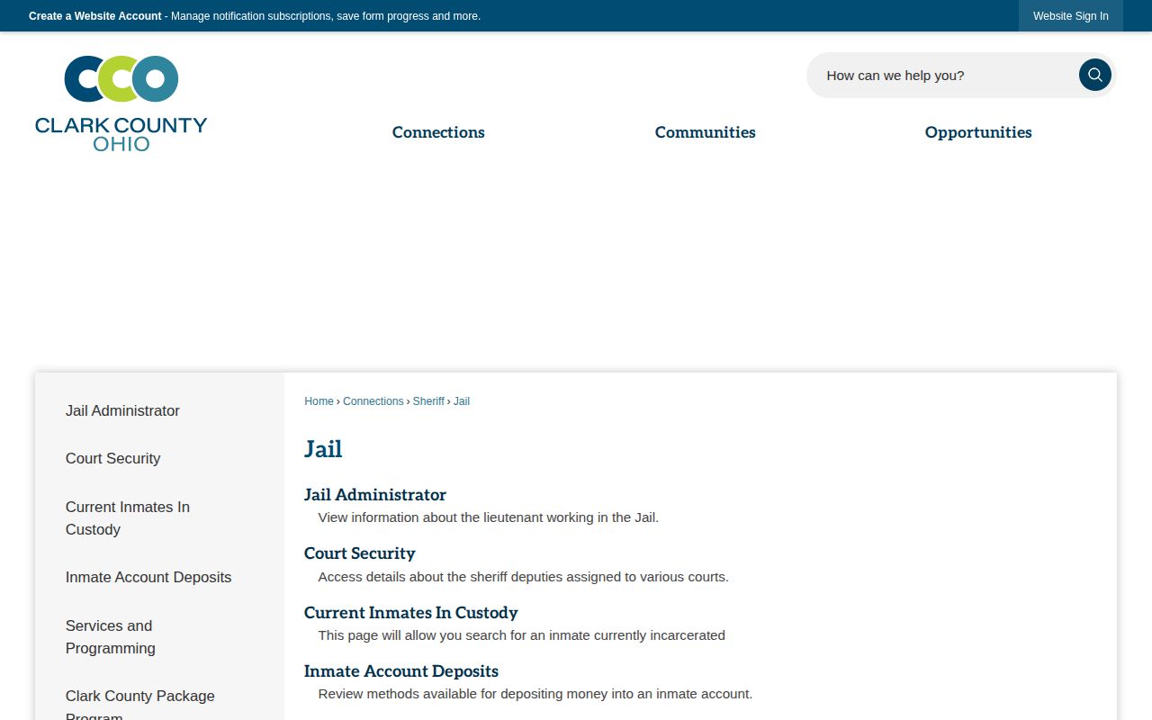 Clark County Jail current-custody roster source page